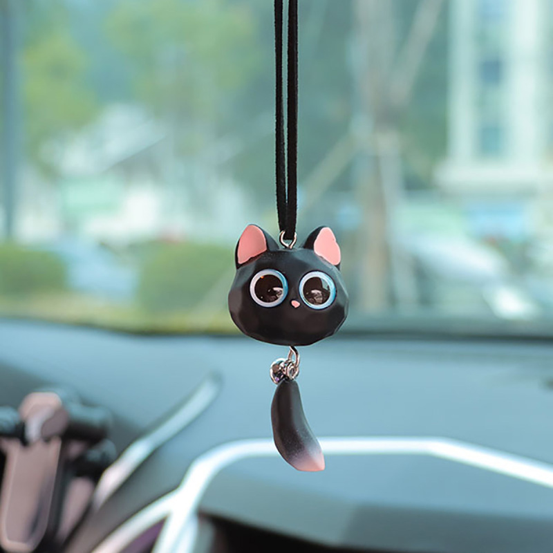 漫画大きな目の猫尾樹脂立体人形かわいい子猫カチューシャベルキーホルダーアクセサリー|undefined