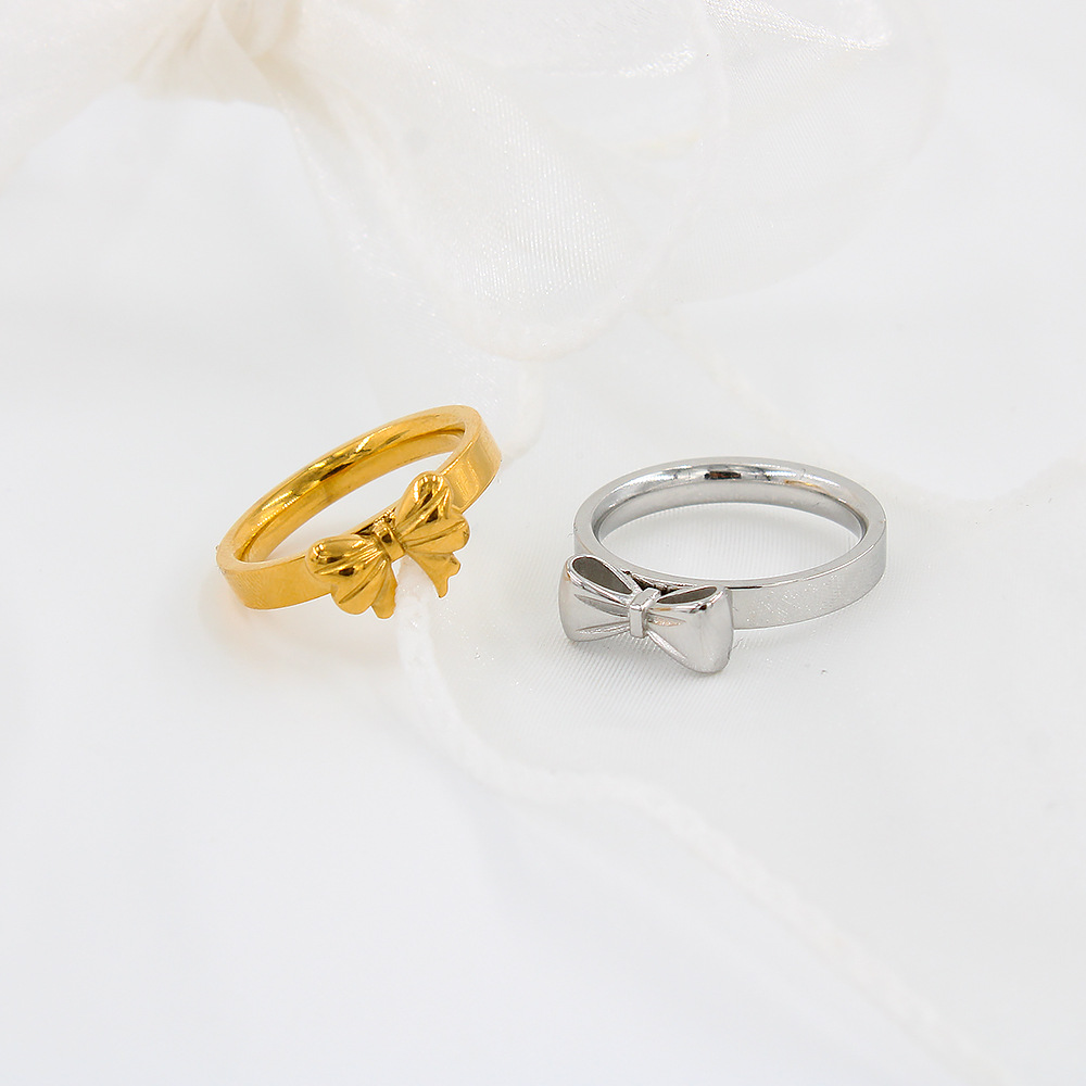 Fashion Bow Knot Stainless Steel Plating Rings 1 Piece