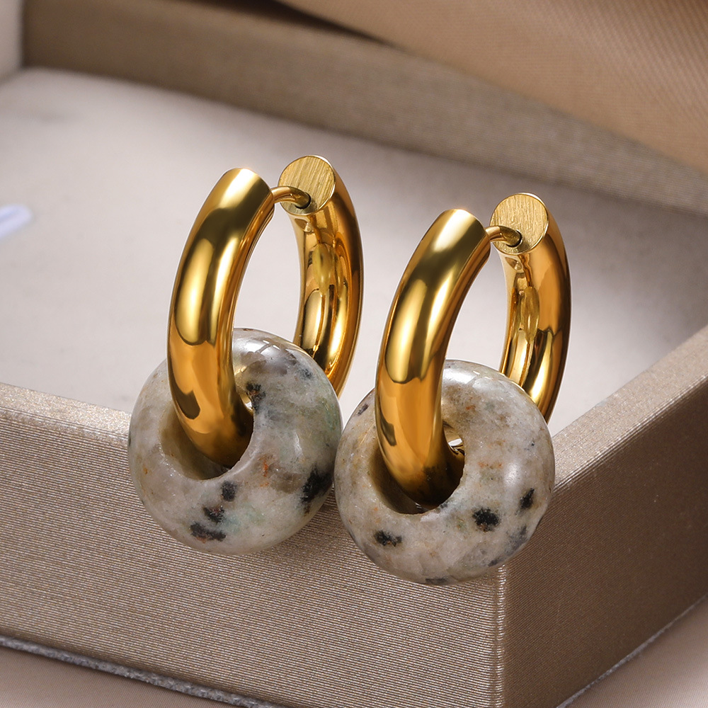 13g Weight PVD Coated Gold Plating Process 304 Stainless Steel Ear Needle Material 18K Real Gold Plated Plating Material Hoop Earrings Classification 1 Pair Quantity Date, Tea Party Occasion 304 Stainless Steel Material Geometric Pattern Women's Gender Classic Style Style Plating Craft 1 Pair Classic Style Geometric Plating Natural Stone Metal Hoop Earrings 33