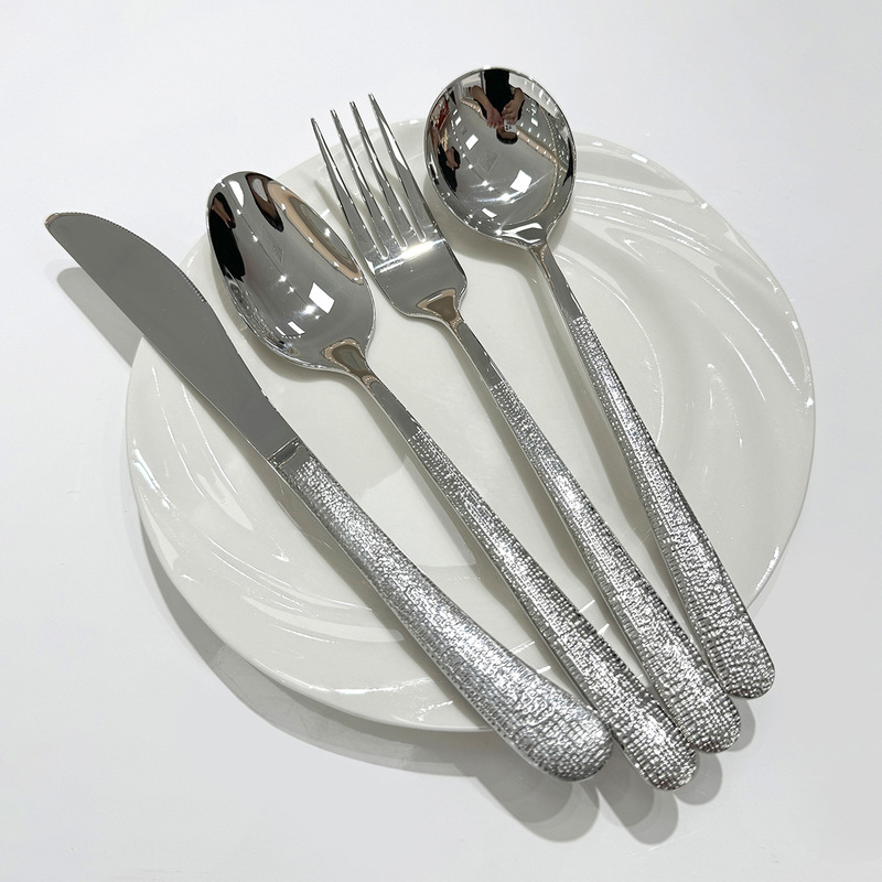 メーカー卸売り優雅304ステンレス食器家庭用レストランハンマー模様高級感ステーキナイフスプーンフォーク|undefined