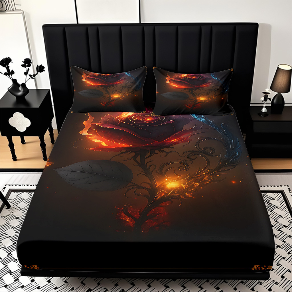 TEMU / JIT serie de flores de rosa multicolor 3D impresión digital set de cama para diseñar el fabricante de la fuente