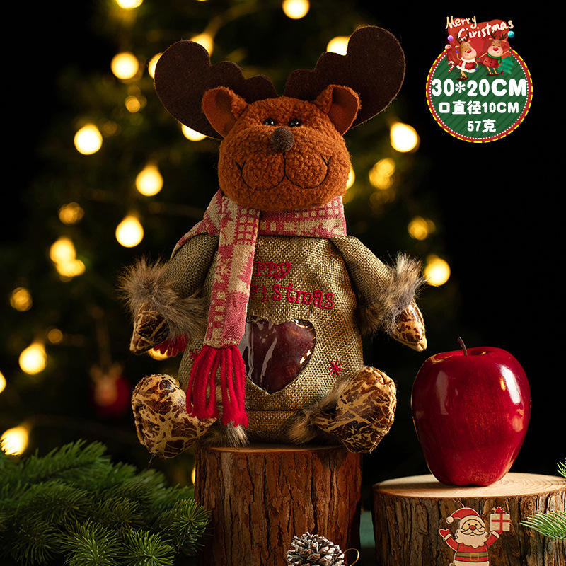 Navidad decoración nuevo Lino cremallera Apple bolsa Santa muñeco de nieve ELK regalo bolsa caramelo bolsa