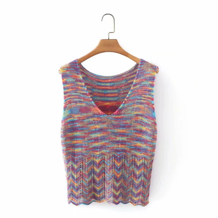 color wavy edge knitted vest   NSLD21073