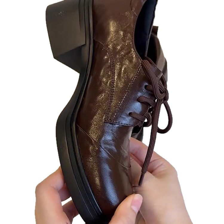 British Style Retro Women's Leather Loafers With Chunky Heel_voghion.com