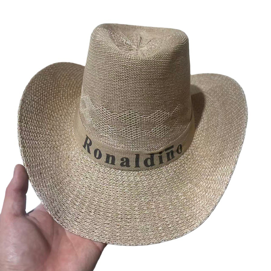 Sombrero de paja para hombre, pesca de verano, ala ancha, protección solar, estilo vaquero de playa