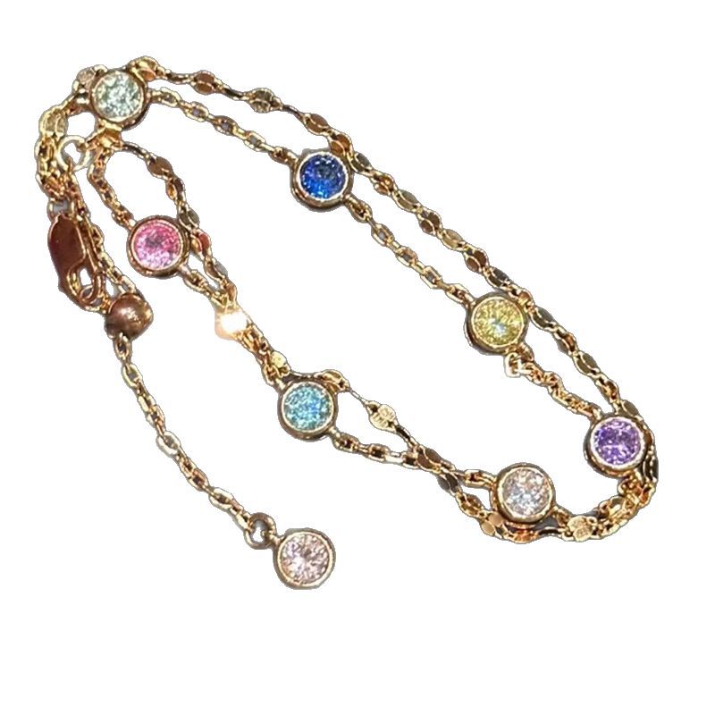 Bracciale doppio strato con strass per donna stile impilabile_voghion.com