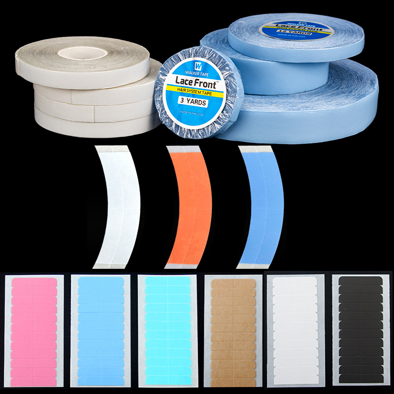 Película de peluca de pu pegajosa, cinta de extensión de cabello de reemplazo de pegamento azul de walker, peluca biológica impermeable y resistente al sudor, cinta de doble cara