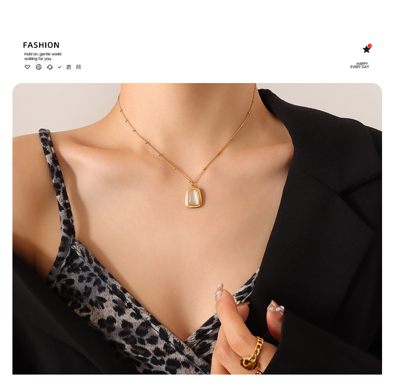 French Style Geometric Titanium Steel opal Earrings Necklace