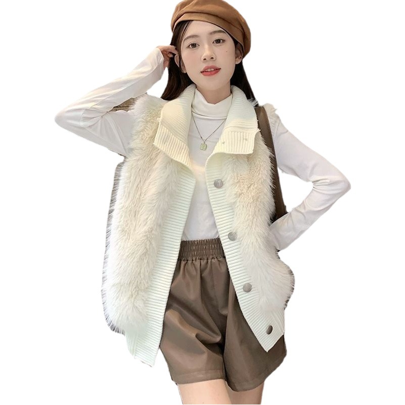 Korean Style Stand Collar Mink Velvet Sleeveless Sweater Women's Outwear 2025 Autumn and Winter New Loose Elegant Elegant Knitted Cardigan