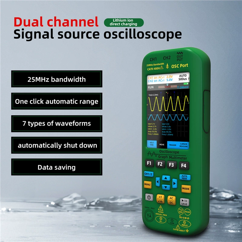 BSIDE O7 Цифровой портативный двухканальный осциллограф 50 МГц Устройство источника сигнала Мультиметр Графический стол