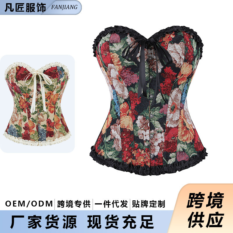 New Palace Style Women's Body Corset Corset Outer Wear Fishbone Lace Body Shaping Top Aliexpress Cross-Border Supply