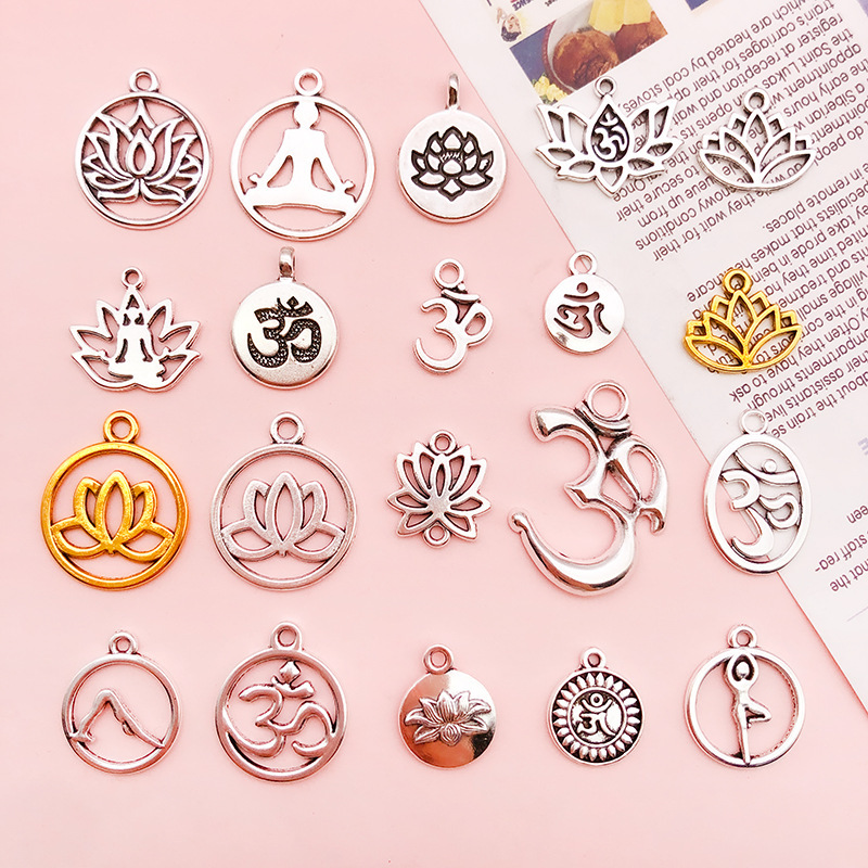 Yoga tag DIY titanium steel charm pendant zinc alloy 1 connector jewelry making items wholesale crafts