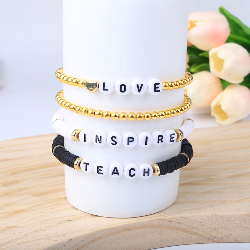 25g Weight Bracelets Classification soft clay Chain Material 1 Set Quantity Holiday, Daily Occasion soft clay Material Letter Pattern Unisex Gender Sweet Style Sweet Letter Soft Clay Wholesale Bracelets 26