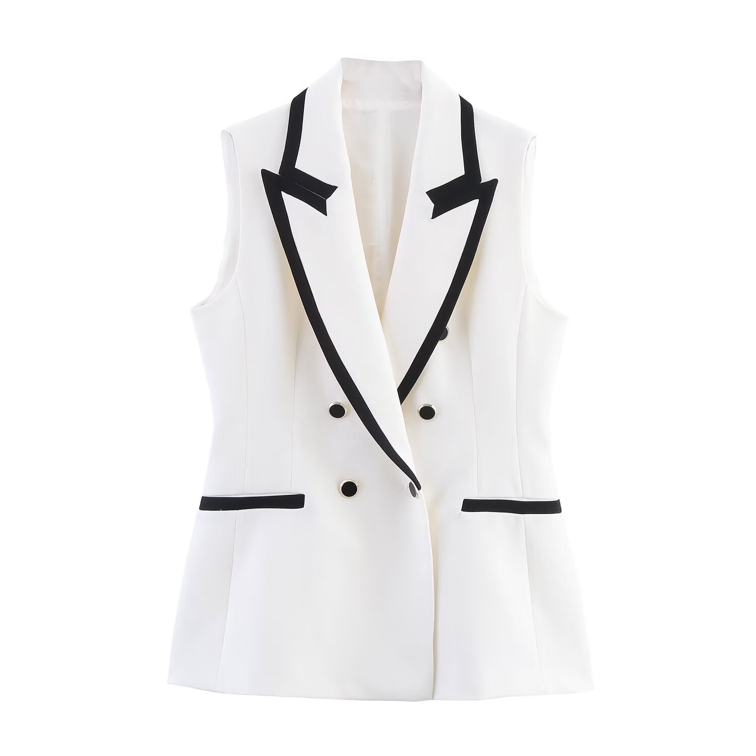 Conjunto de blazer sin mangas y pantalones cortos mujer_voghion.com