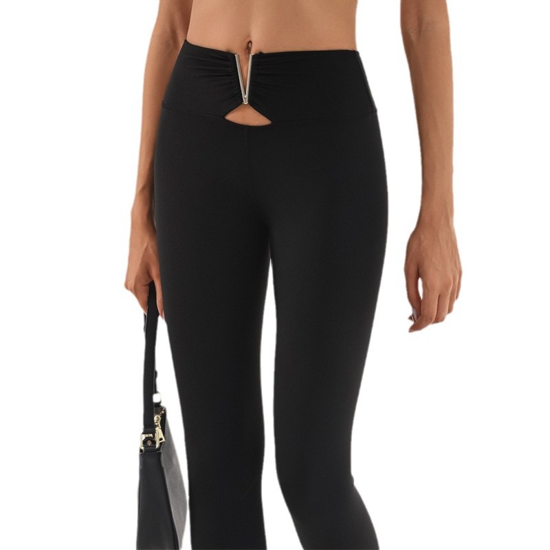 Pantalones desnudos de lana abrasiva, nueve puntos de mel桃, pantalones de gimnasio de cintura alta, pantalones de calzado deportivo elástico, PBD20