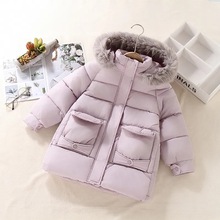 女童设计感毛领棉服外套加厚2025冬季新款儿童羽绒棉衣可爱洋气