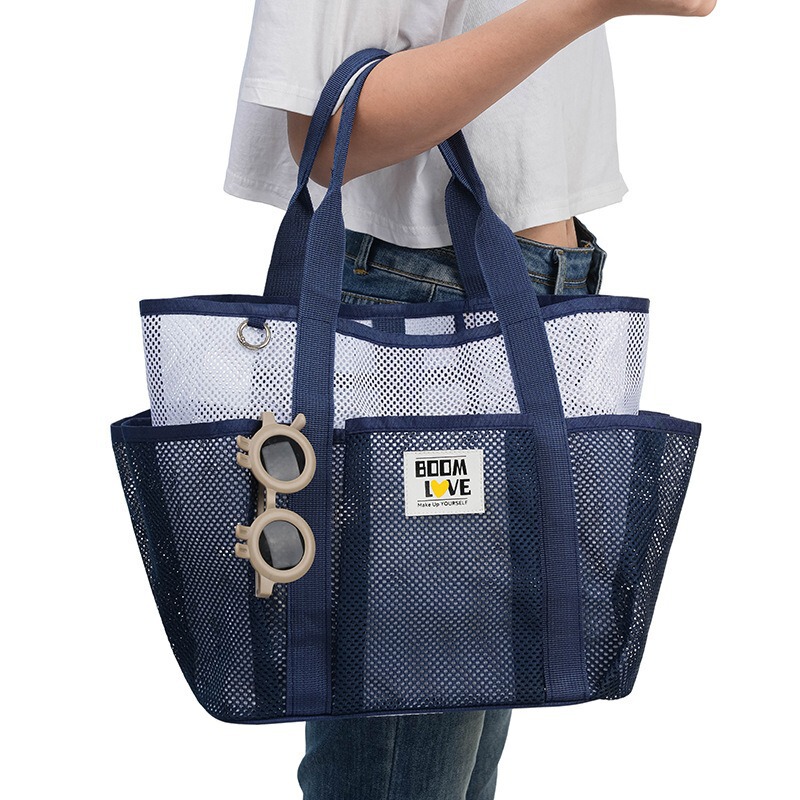 Beach Bag Large Capacity Toiletries Storage Bag Swimsuit Storage Bag Outdoor Shoulder Folding Mesh Swimming Bag