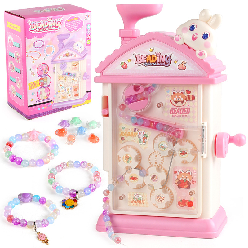 Puzzle infantil automático cuentas máquina DIY hecha a mano con cuentas collar accesorios de joyería material paquete de juguetes para niñas caja
