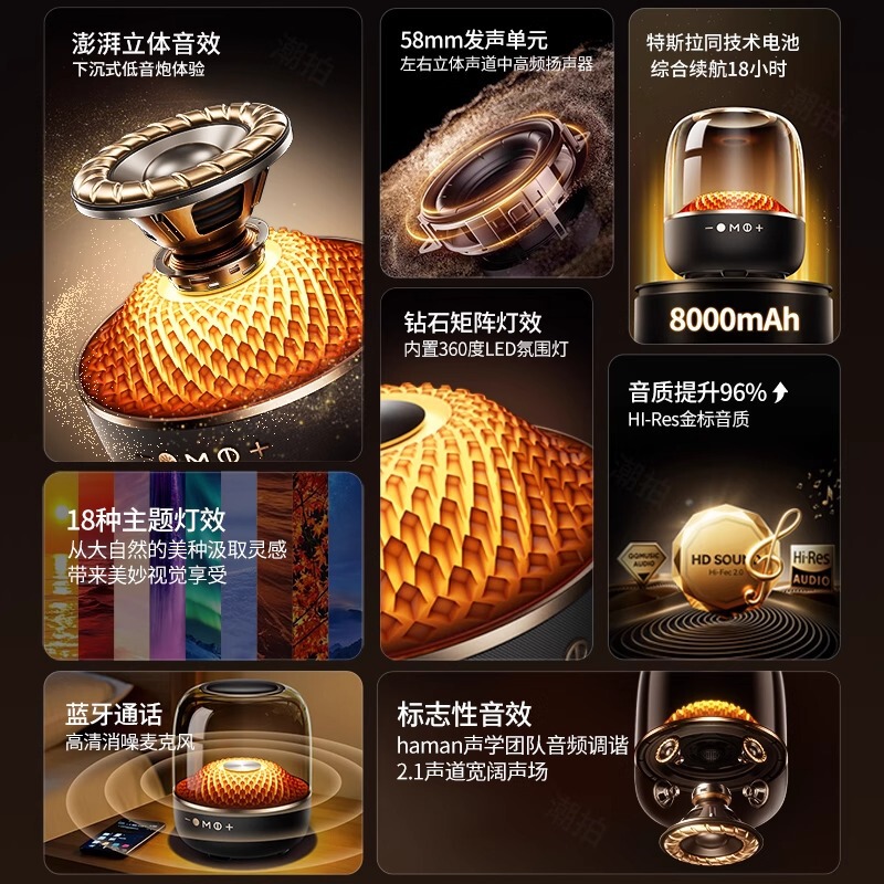 Huaqiangbei LP90pro Harman Kardon Glazed 第 5 世代ワイヤレス Bluetooth スピーカーホームコンピュータサブウーファーインテリジェント AI|undefined