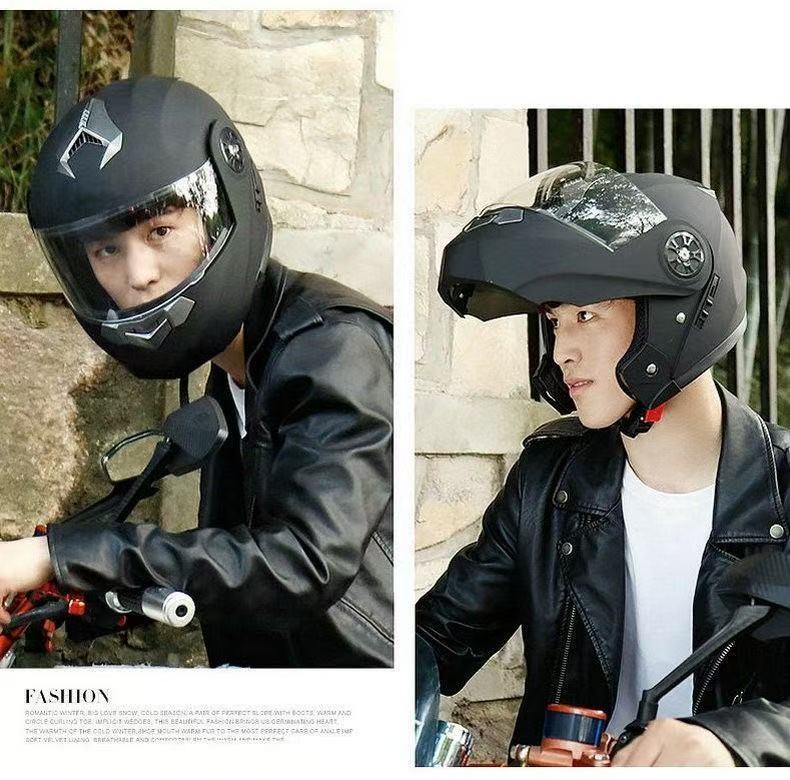 Cross-Border Exclusive Tail Light Full-Face Helmet for Men, Motorcycle Helmet with Dual Visors, Women's Electric Vehicle Open-Face Helmet, Motorcycle Safety Helmet