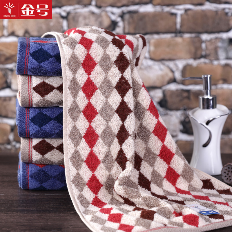 Gold towel cotton Diamond Plaid face towel G1745A jacquard soft satin medium 30*60cm