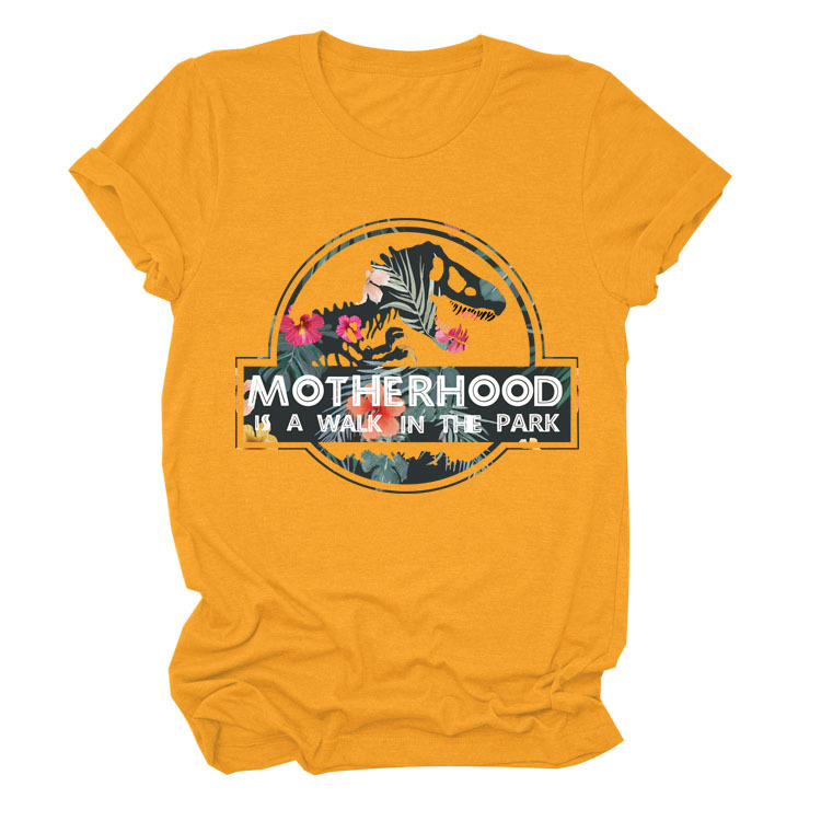 La maternidad es un paseo por el parque Amazon más tamaño cuello redondo Carta europea y americana camisa de manga corta