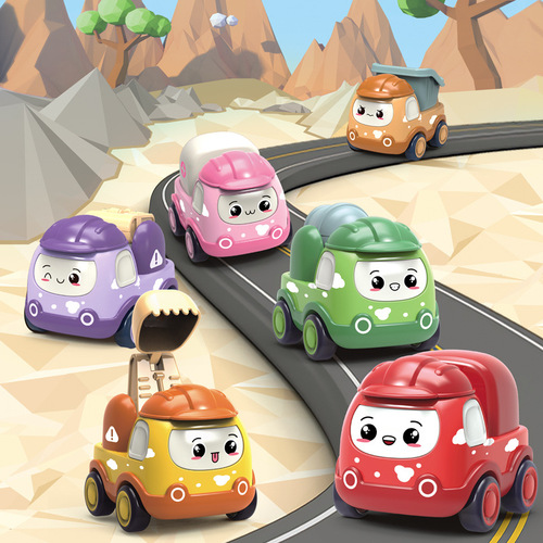 Children's toy car for boys and girls, return force engineering car, excavator, dump truck, mixer truck, crane set