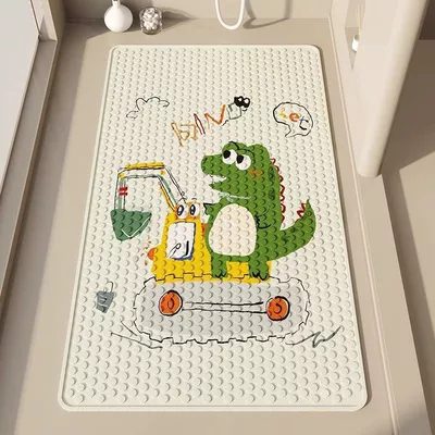shower mat, children's bath mat, Avtomobil döşəmə paspasları - wc-little-dinosaur-excavator-suction-cup-mat-6090cm