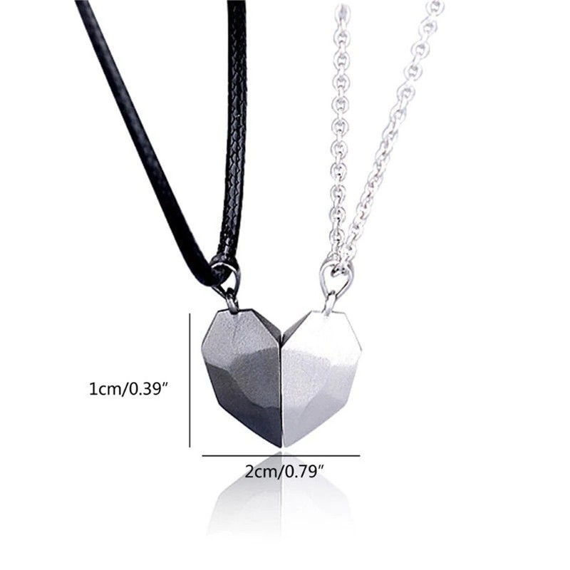 2 Pieces Quantity Fashion Heart Shape Alloy Plating Couple Pendant Necklace 2 Pieces