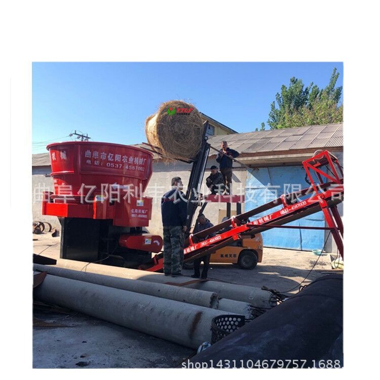 山东省大型圆盘式稻草捆秸秆粉碎揉丝机 干湿两用牧草捆粉碎机设