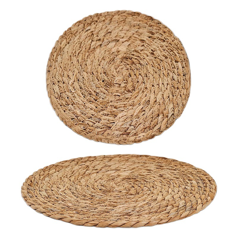 Hogar mantel tejido a mano estilo japonés pastoral aislado taza de té estera mesa de comedor mesa de té paja tazón redondo estera de la placa
