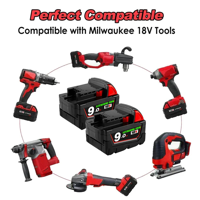 替代 Milwaukee M18 XC锂电池 48-11-1860 48-11-1850 48-11-1840