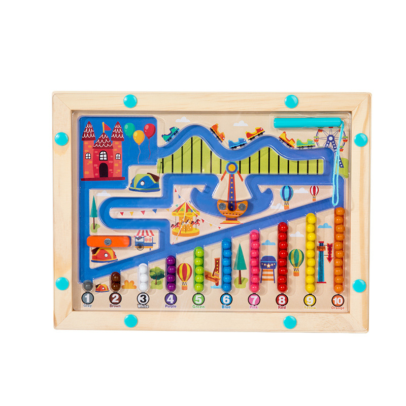 Educación temprana divertida bolígrafo magnético de transporte de perlas de color laberinto bebé mano ojo coordinación juguetes de puzzle para niños