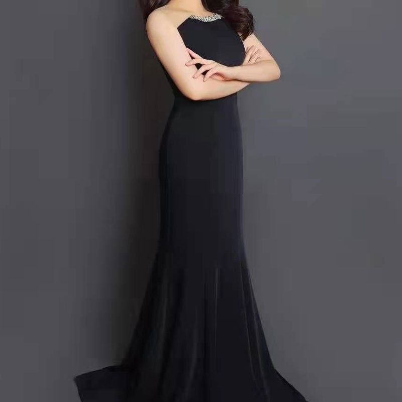 Europa y América del Comercio Exterior Amazon AliExpress deseo nuevo tubo Top satén cena vestido simple elegante vestido de adelgazamiento
