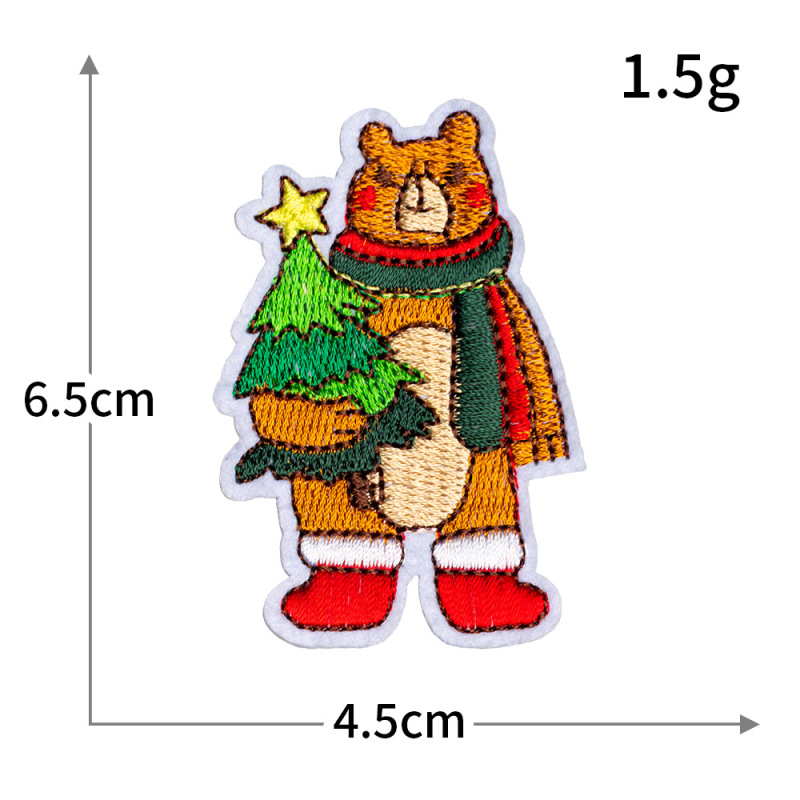 クリスマスシリーズ刺繍布ステッカーヘラジカ雪だるまベルコンピュータ刺繍縫製不要の服やバッグ DIY 装飾ステッカー|undefined