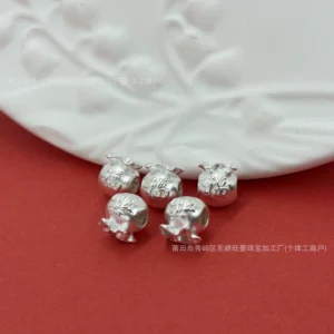 Pure Silver 999 Lucky Bag Transfer Beads, Pure Silver 3D Craftsmanship Loose Beads, Spacer Beads, DIY Silver Jewelry Accessories, Braided Rope Bracelet, Hand String