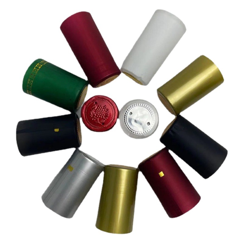 PVC tapa de plástico botella de vino rojo película de sellado cable de tracción fácil película Termocontraíble botella de vino de vidrio película de encogimiento en stock al por mayor