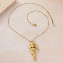 欧美跨境速卖通不锈钢沙丁鱼鲤鱼吊坠项链精致嘻哈好运锦鲤毛衣链