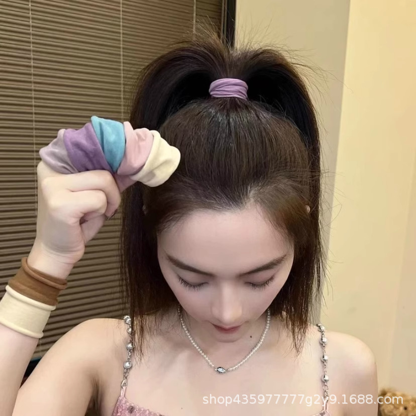 Nuevo gigante suave de alta elasticidad piel sensación facial anillo de cabello super ancho sin costuras simple cabello de atadura multicolor