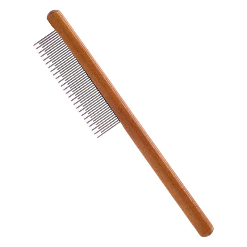 Mango de madera para mascotas peine flotante peine de pelo peine de eliminación de pulgas de perro peine de salto de dientes densos peine de eliminación de pulgas de gato suministros de belleza