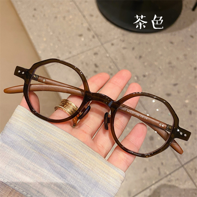日系手作り木目丸枠眼鏡フレーム円形復古眼鏡フレーム高さ数近視男女文芸フレーム|undefined