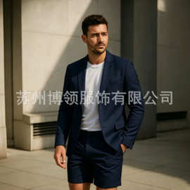亚马逊外贸短款男士西服套装简约气质修身西装派对礼服男休闲外套