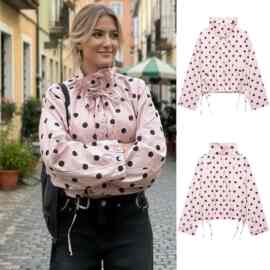 ZA跨境欧美外贸女装速卖通爆款秋季简约百搭波点外套
