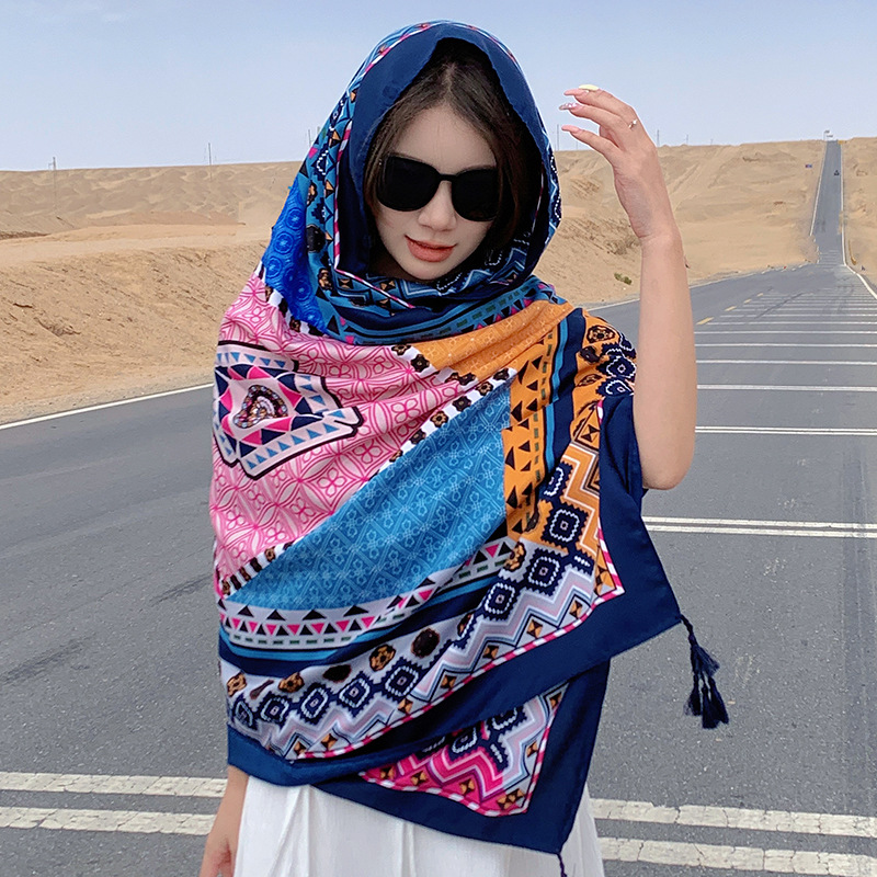 Women's Gender Women's Casual Elegant Argyle Cotton And Linen Shawl