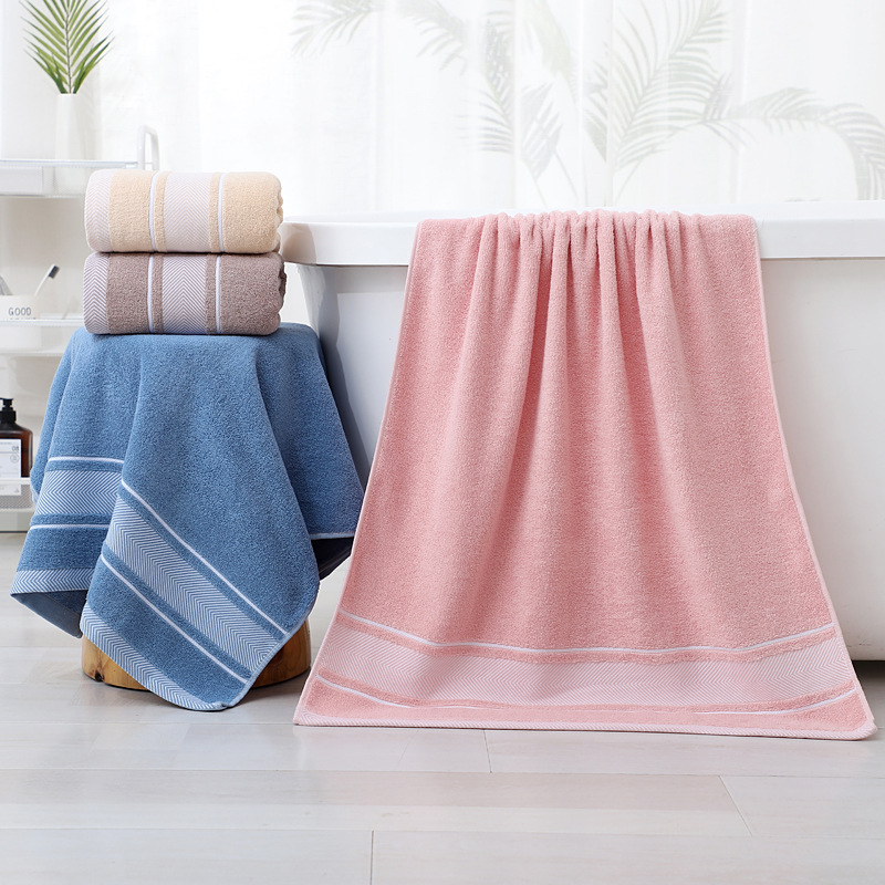 Pure Cotton Thick Bath Towel for Adults, Wholesale from Foreign Trade Manufacturers, Embroidered Logo, Soft for Home Use