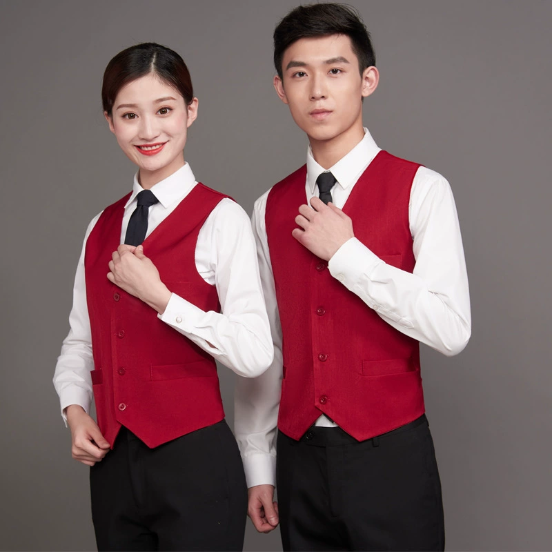 Мужские и женские официанты рабочая одежда жилет торговый центр супермаркет кассир рабочая одежда Кейтеринг KTV жилет официанта