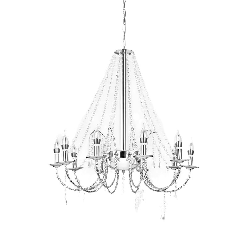 Nueva boda de hierro galvanizado cortina de perlas de cristal candelabro pabellón ceremonia sala de bodas diseño de la decoración de la boda props