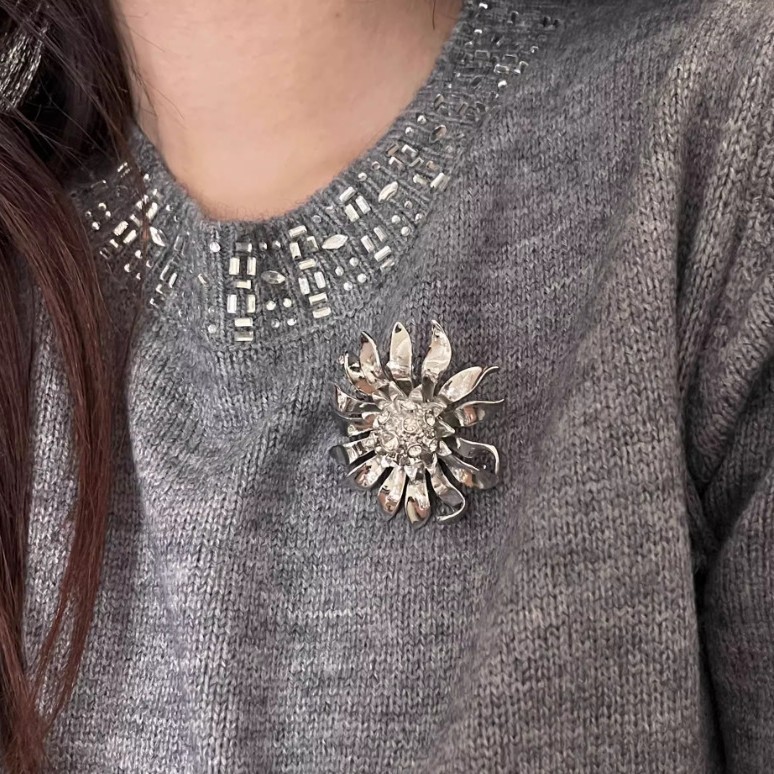 Sonnenblumen Brosche Mit Strass Und Perlen Europäischer Stil_voghion.com