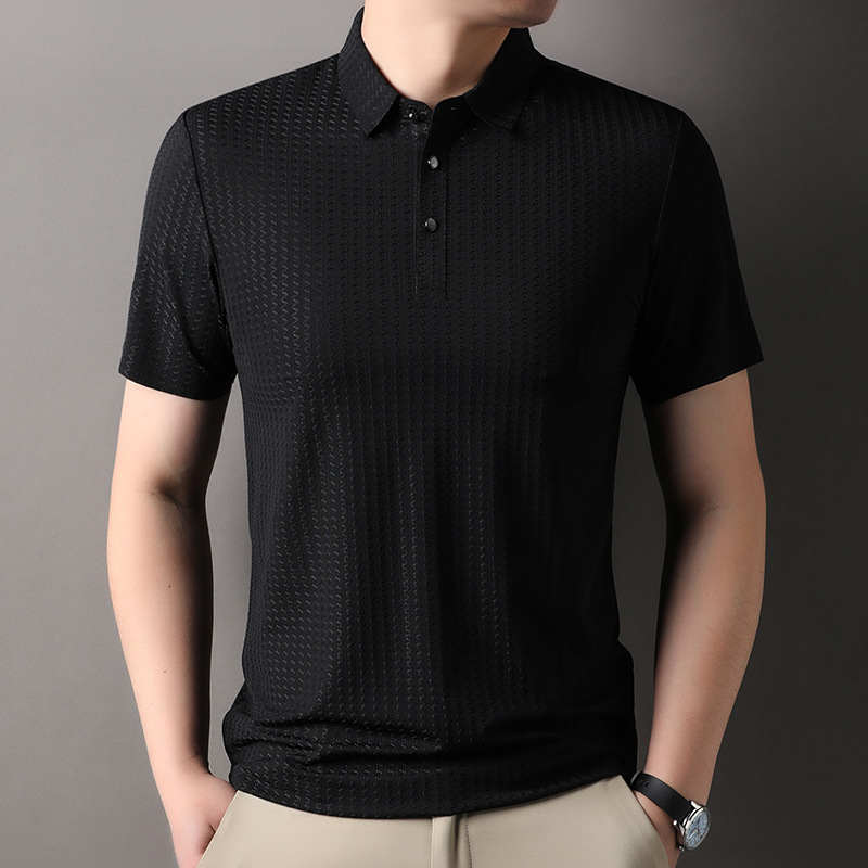 Summer New Young and Middle-aged Dad Lap Solid Color Traceless Top Fashion Simple Age-reducing Trendy T-shirt