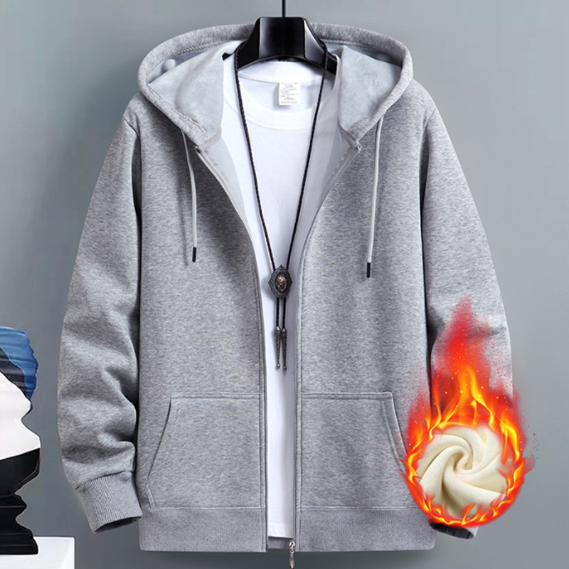 라이트그레이 [솔리드 컬러 가디건 스웨트셔츠 플러스 벨벳] 싱글피스